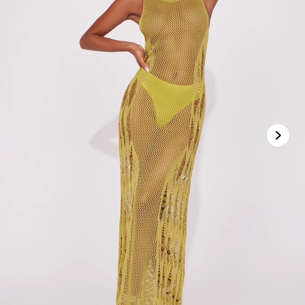 Yellow Mesh Swim Cover-Up